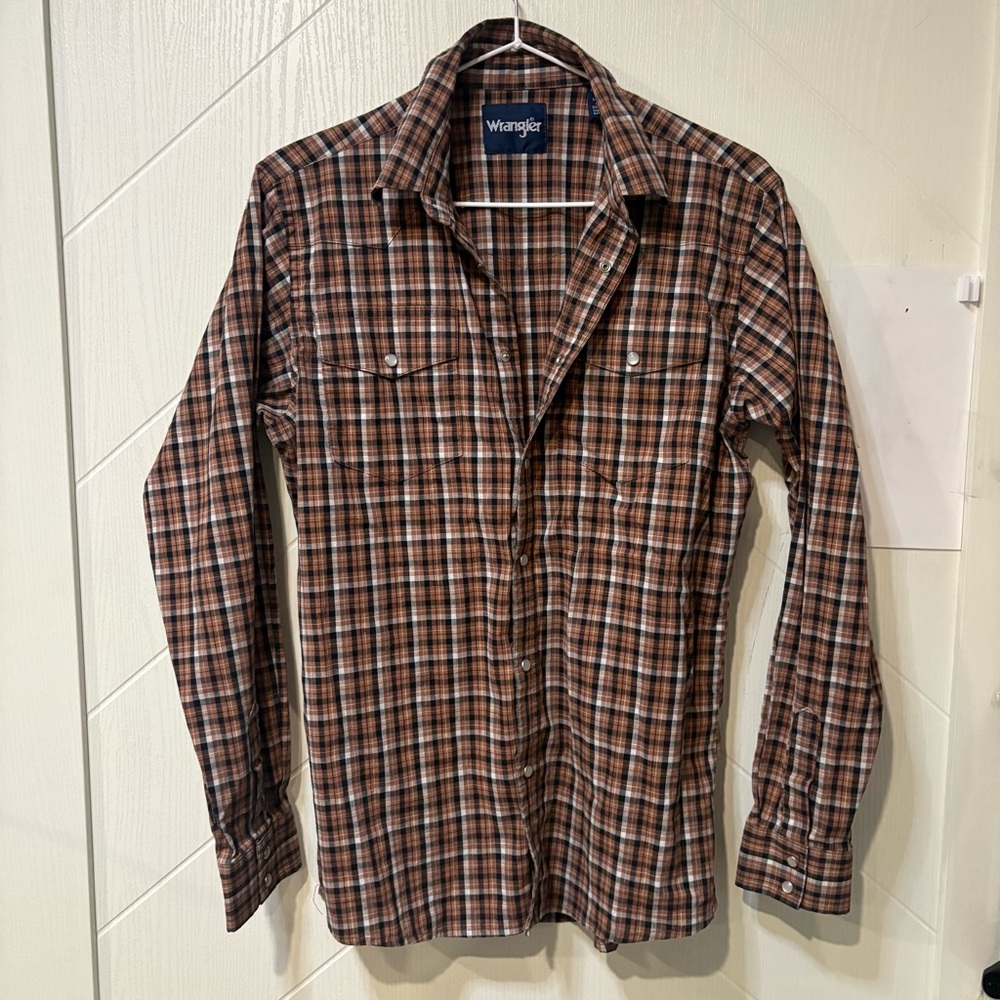 Wrangler Brown Plaid Western Snap Shirt | Retro Cowboy Workwear‎ Style